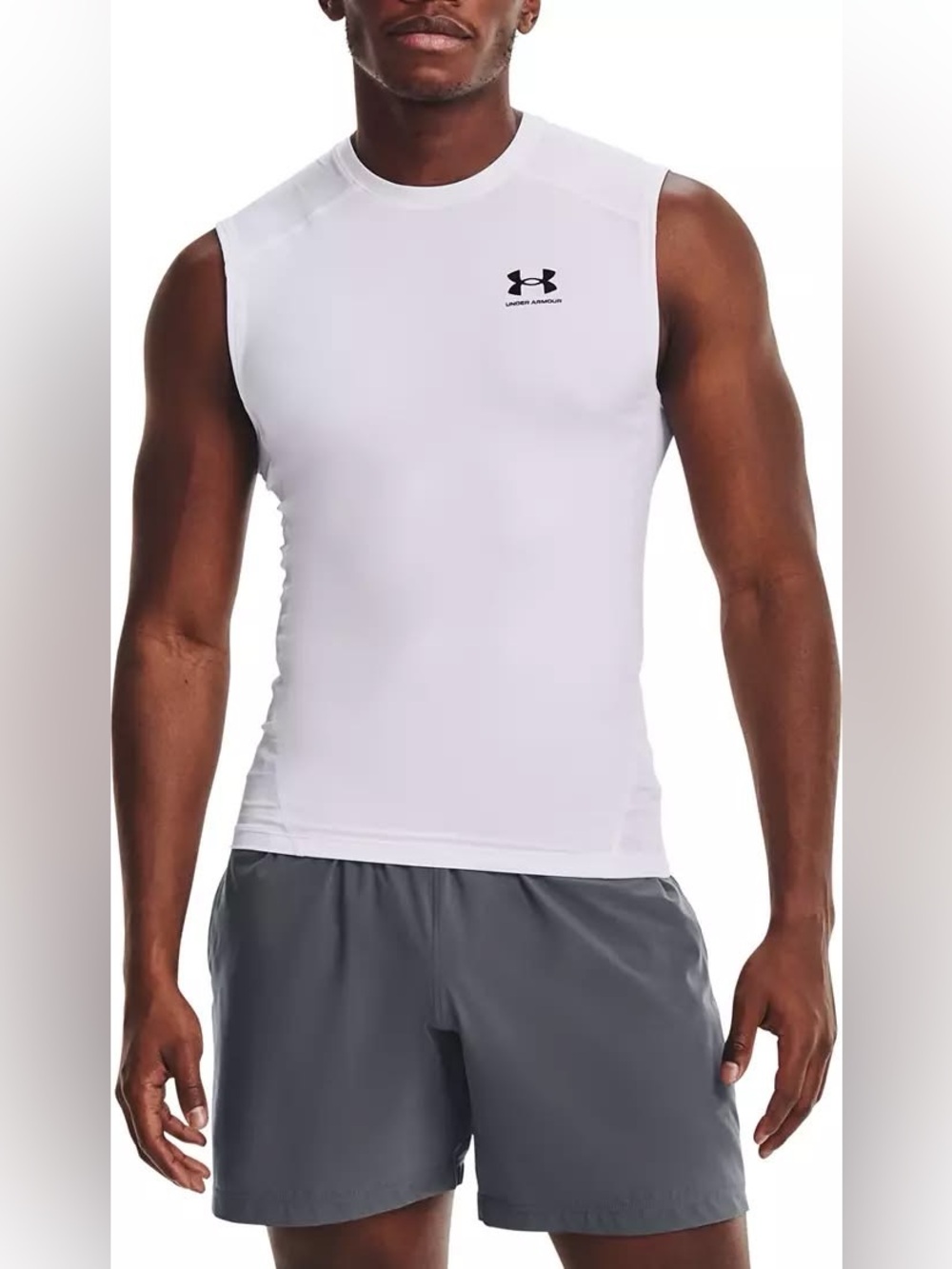 NEW Under Armour Men's HeatGear Compression Shirt Size Medium Sleeveless White